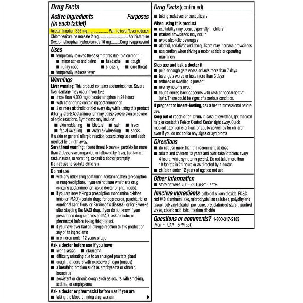 Coricidin HBP Maximum Strength Multi-Symptom Flu Medicine, Tablets, 24 Ct