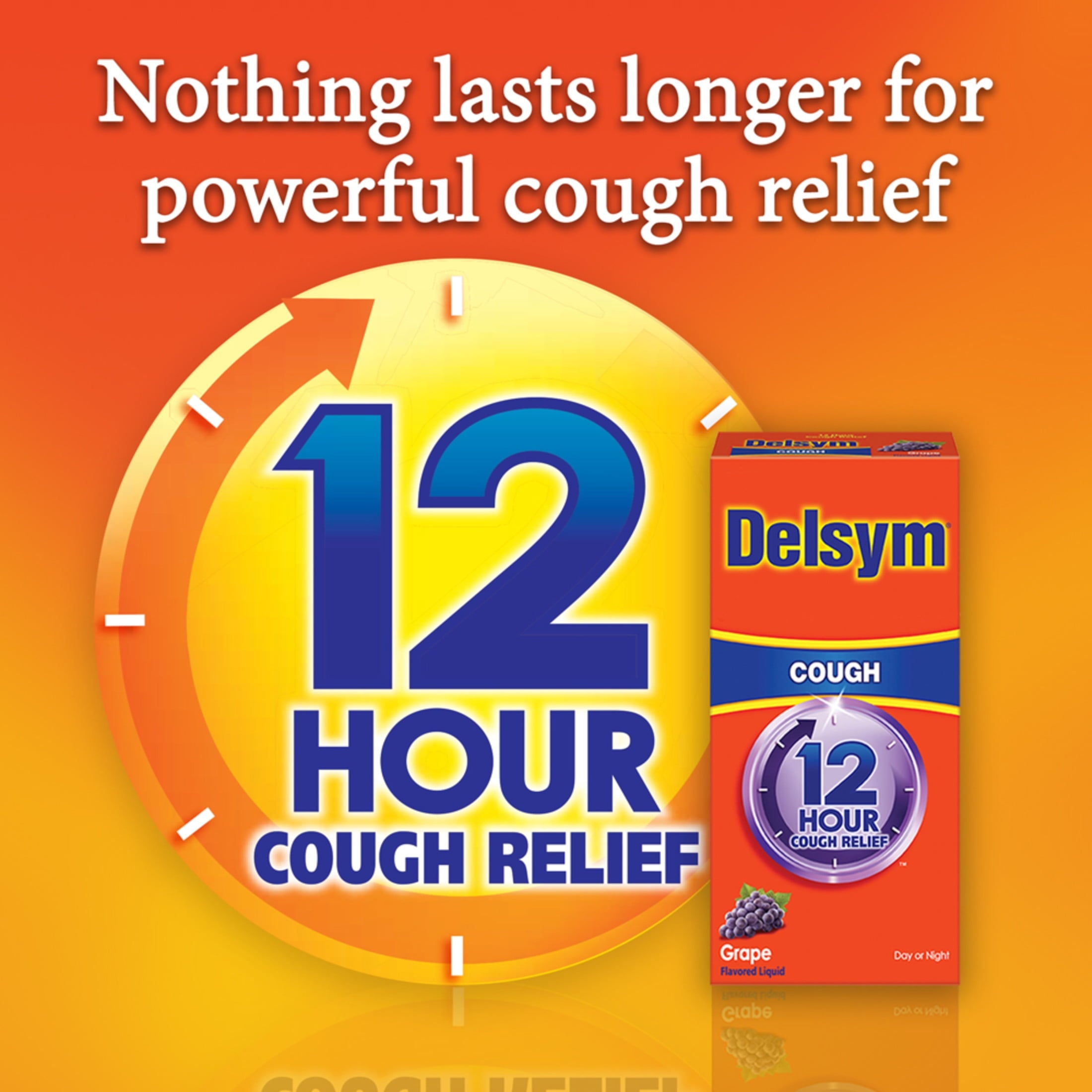 Delsym Adult 12 hour Cough Relief Medicine, Powerful Cough Relief for 12 Good Hours, Cough Suppressing Liquid, #1 Pharmacist Recommended, Grape Flavor, 5 Fl Oz