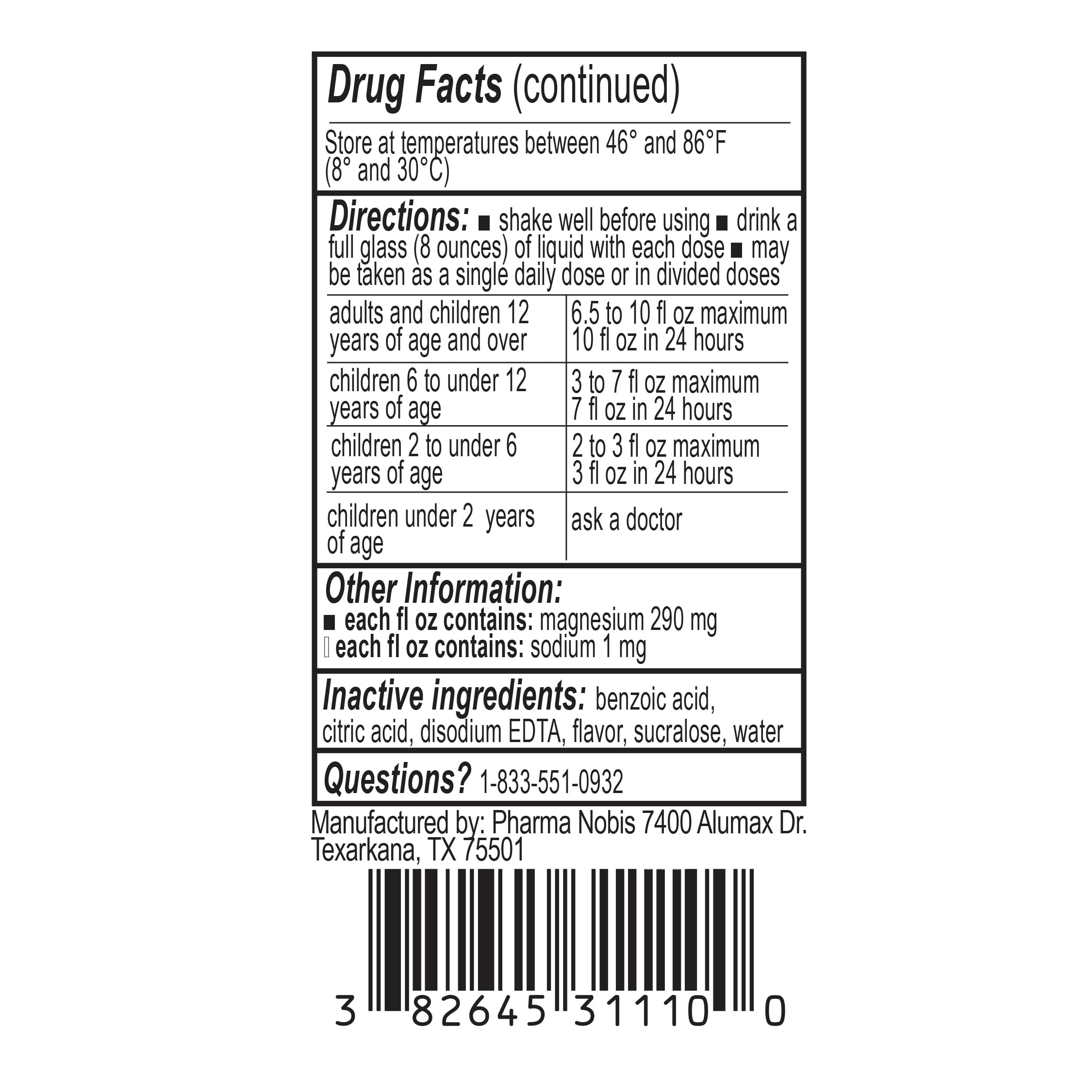Freskaro Magnesium Citrate Oral Solution 10 oz, Grape Flavor