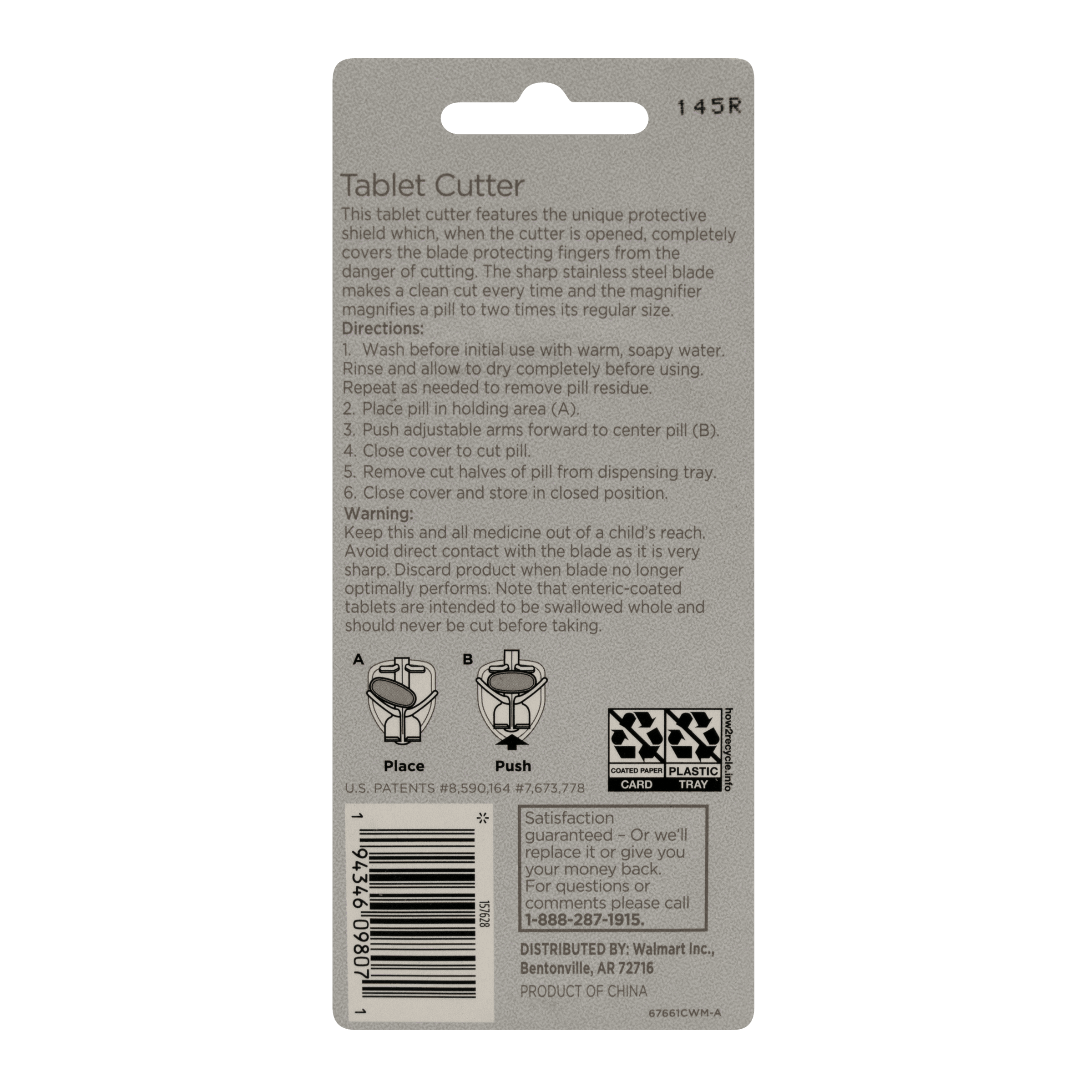 Equate Pill Cutter with Safety Shield and Magnifier, Plastic