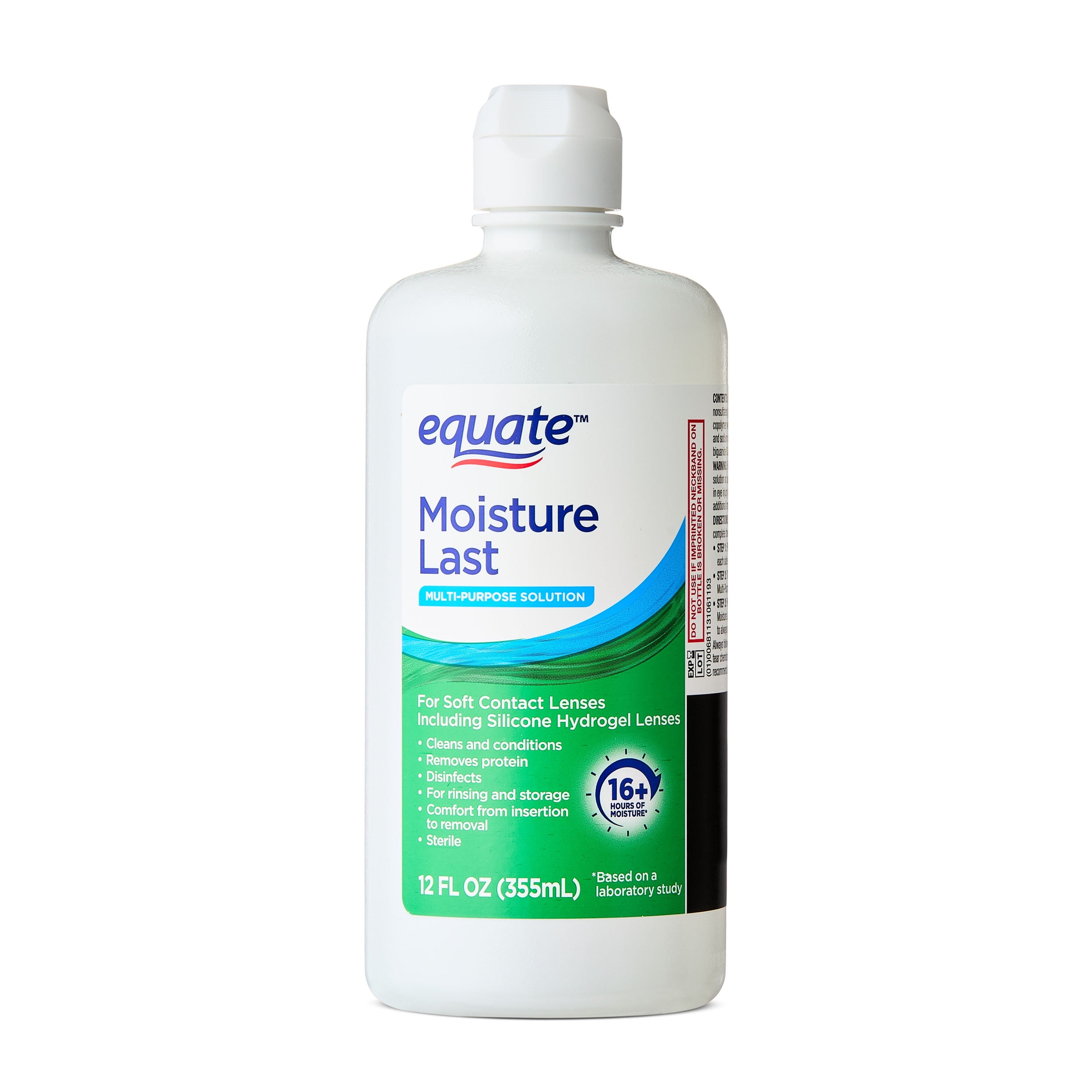 Equate Moisture Last Multi-Purpose Solution for Soft Contact Lenses, 24 fl oz (2x12 fl oz), Compare to Opti-Free Pure Moist