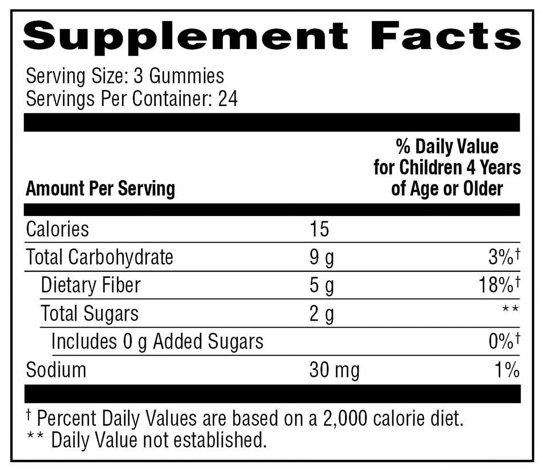 Equate Daily Fiber Supplement Gummies, 5 mg, 72 Count