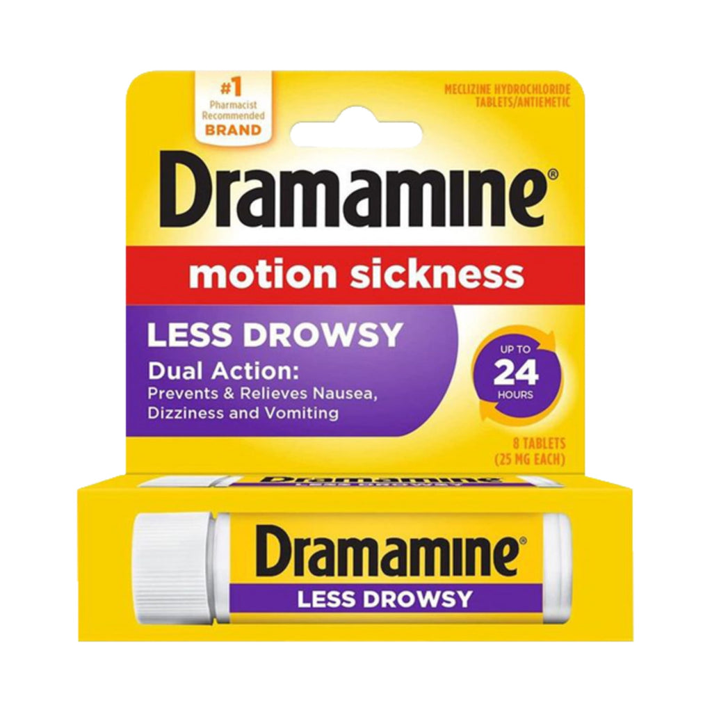 Dramamine All Day Less Drowsy, Motion Sickness Relief, Sensitive Stomach, 8 Count