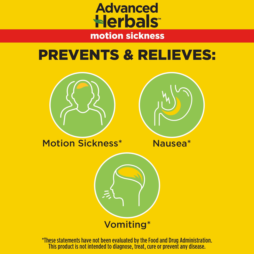 Advanced Herbals by Dramamine, Non-Drowsy Motion Sickness Relief, with Natural Ginger, 18 Count