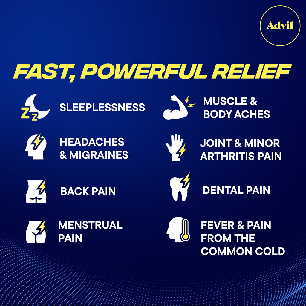 Advil PM Sleep Aid Pain Relievers, Ibuprofen, Diphenhydramine, Coated Caplet, 80 Count